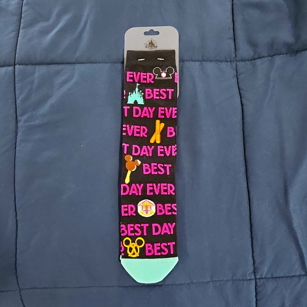 Disney Parks "Best Day Ever" Socks w/ Park Snacks & Icons